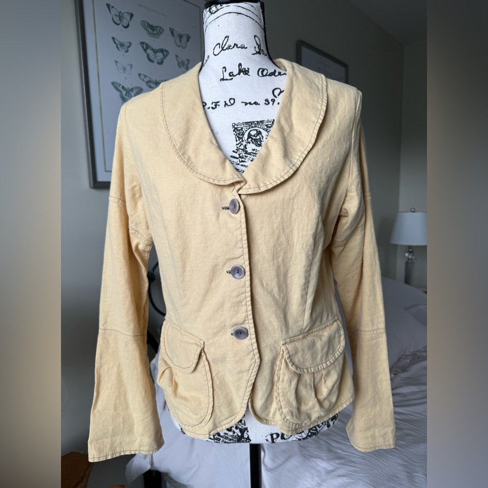 Women's Cream Jacket with Button Detail
